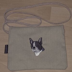 Dixie Bags Boston Terrier Crossbody Purse Tan Corduroy